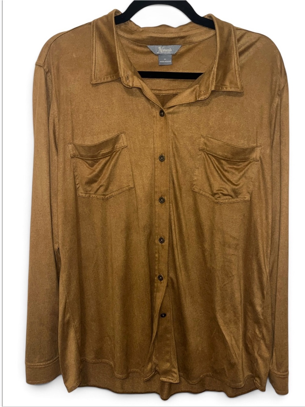 Natural Reflections Tan Button-Down Shirt